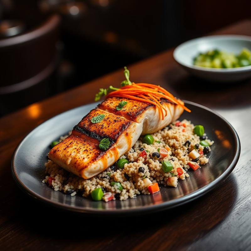 Grilled salmon with quinoa